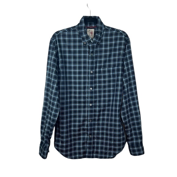 Relwen Blue Plaid Long Sleeve Button Front Shirt - Picture 1 of 4